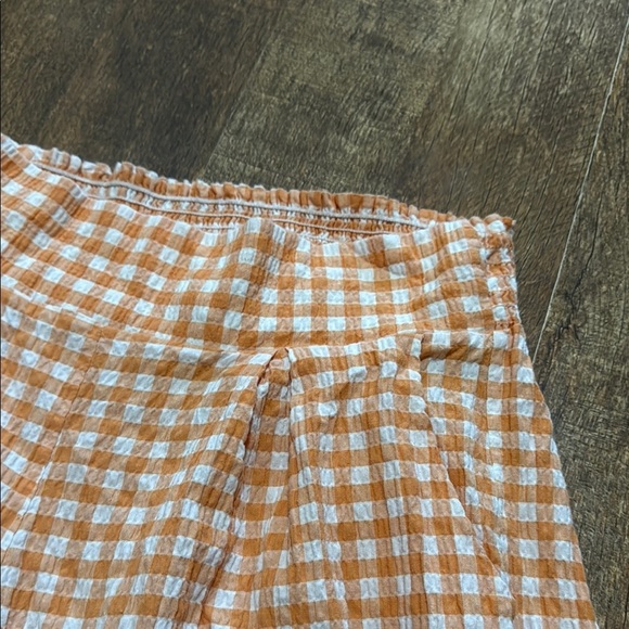 Adrienne Orange Gingham Wide-Leg Pants with Tassels - Picture 5 of 6